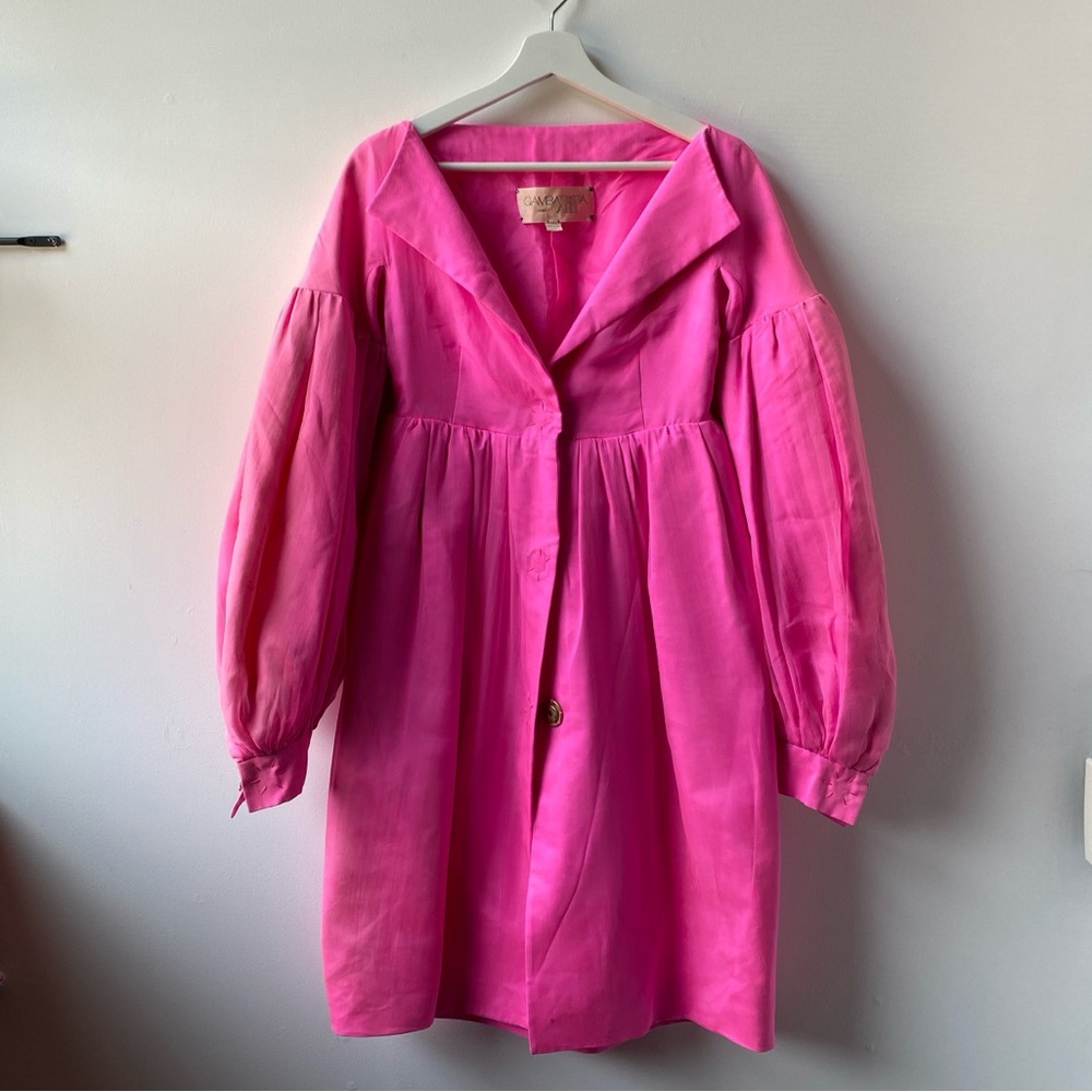 Gambattista Valli Paris Pink Coat Dress with Puff Sleeves
